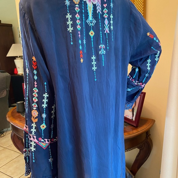 Johnny Was Embroidered Lulu Hummingbirds Tunic/ Mini Dress size XLP scoop neck - Picture 12 of 16